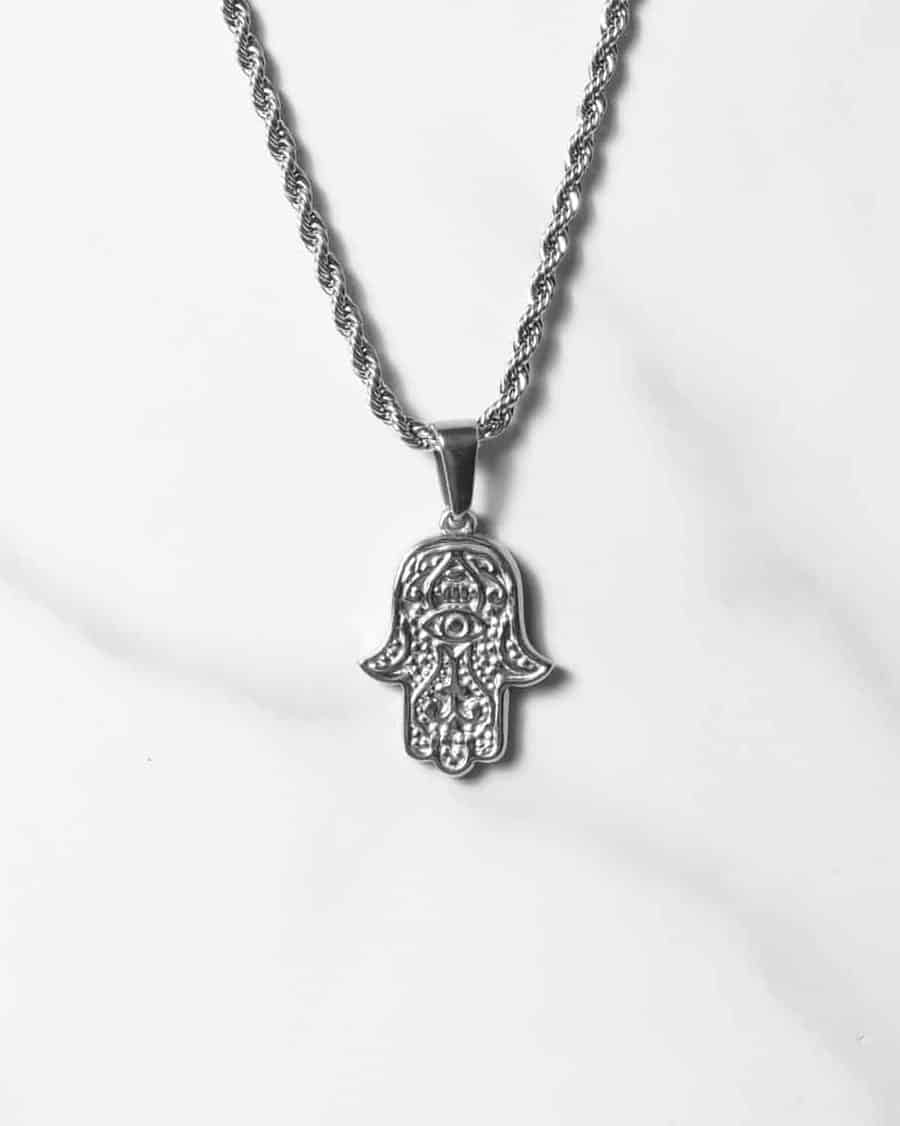 Silversmycken - fathimas hand halsband