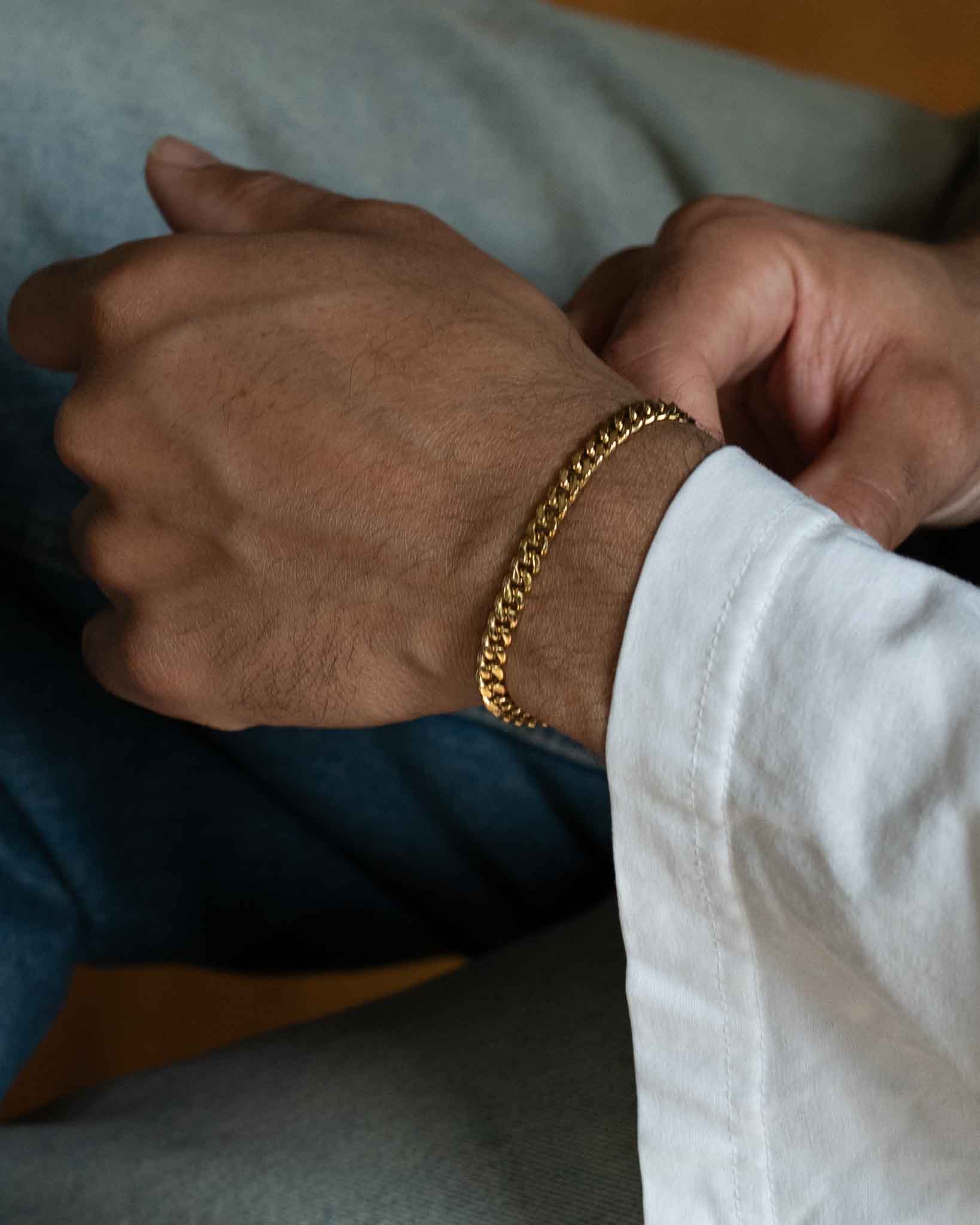 Armband herr i guld med 5mm bred pansarlänkdesign från kagami