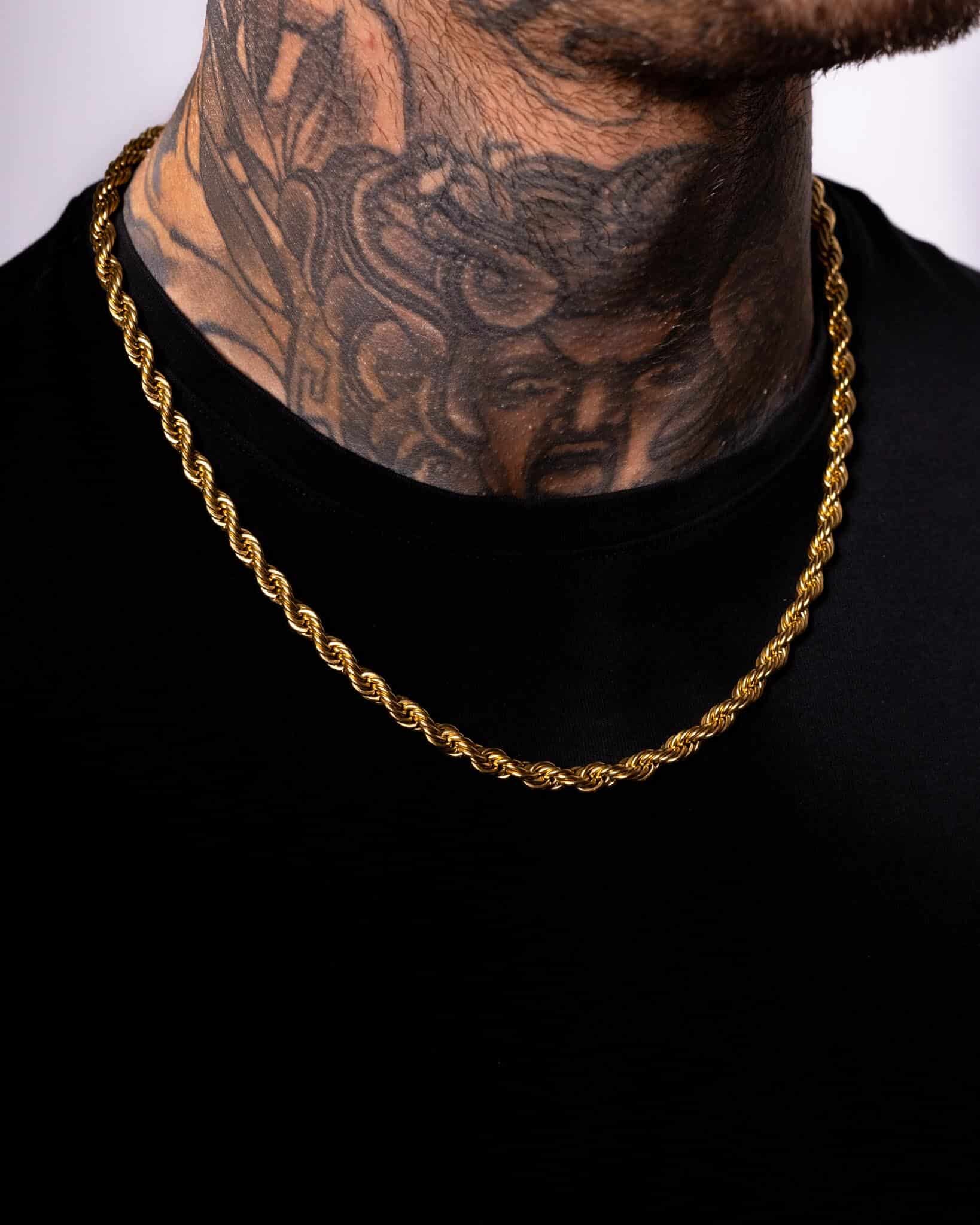 Cordellkedja guld 6mm halsband för herr