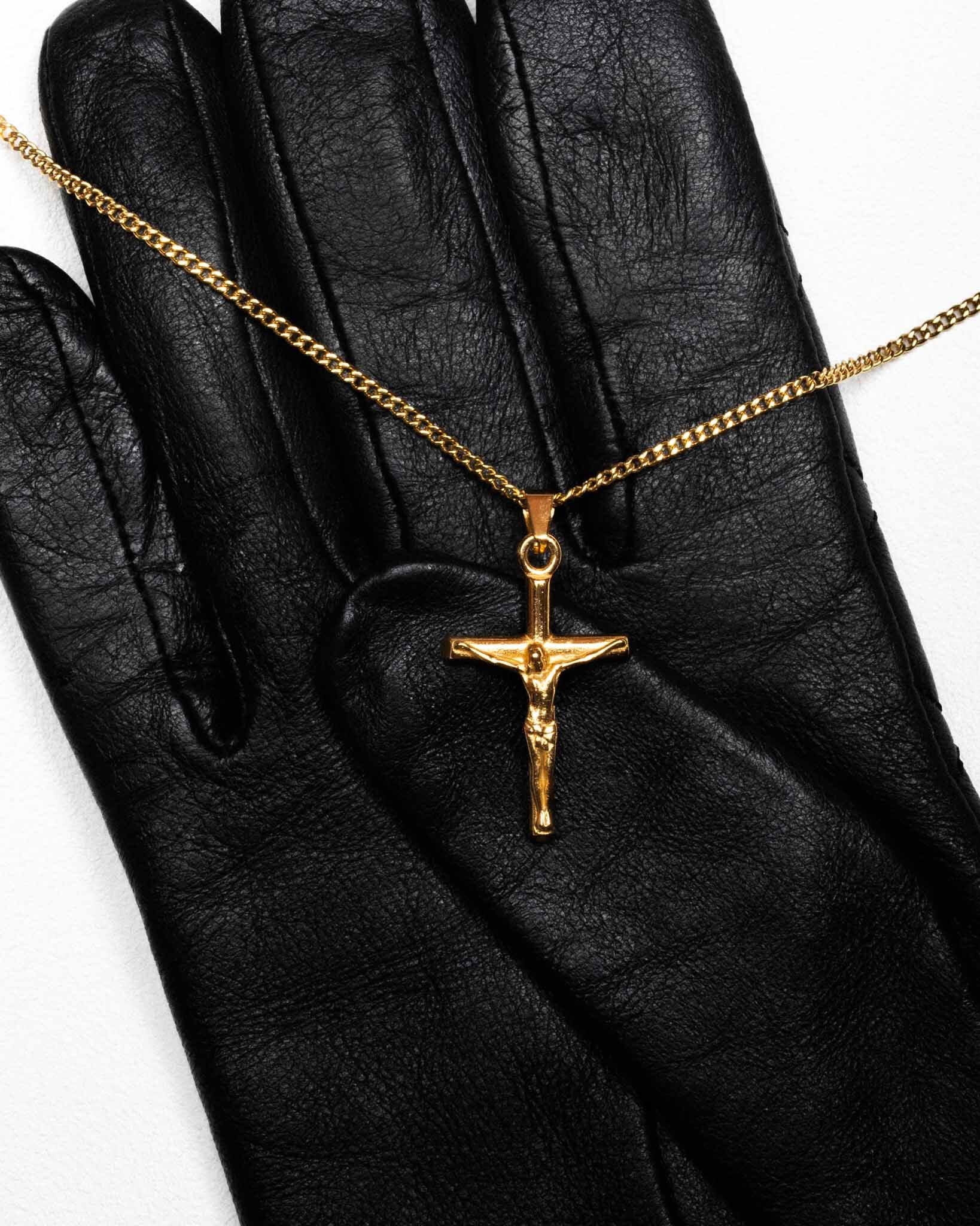 Kors halsband herr i guld